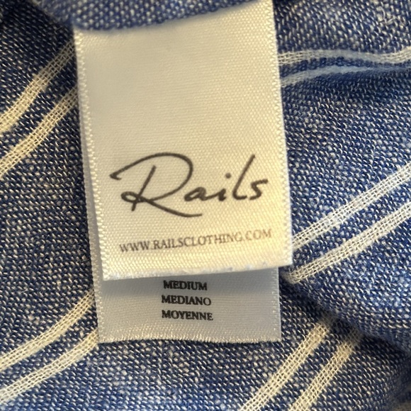 Rails Lucca Linen Blend Mini Dress Ramona Stripe (Blue/White) Size Medium - Picture 9 of 11